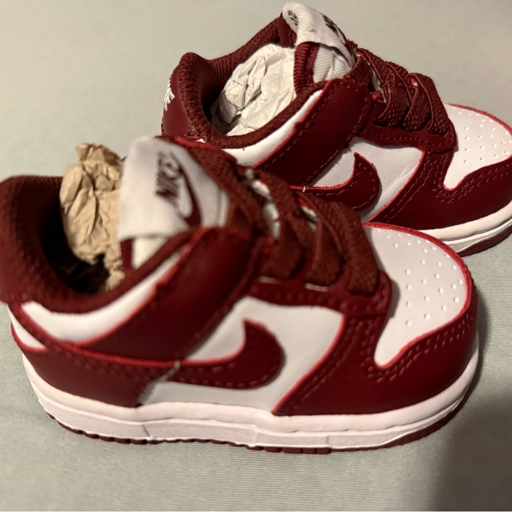 Baby Nike Dunk Low Maroon and White Sneakers Classic Design
